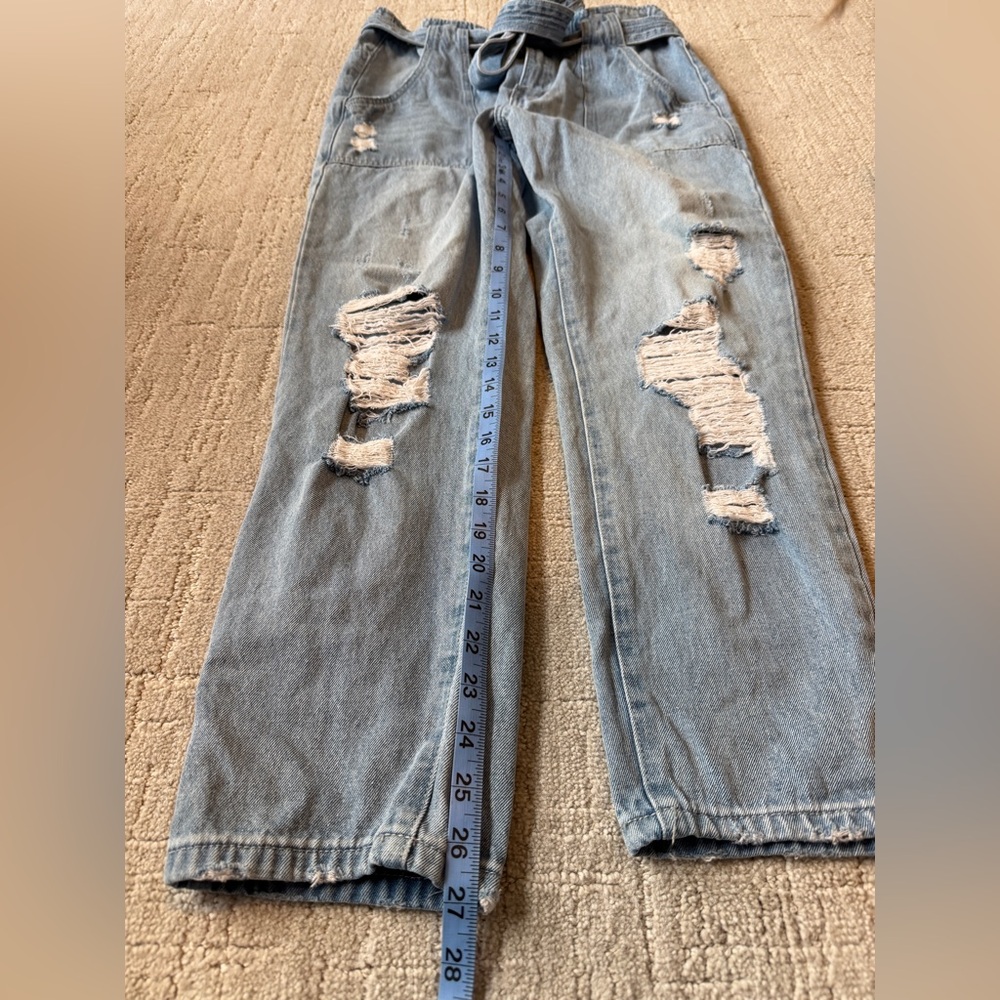 Vervet Distressed, Belted Blue Jeans for Women - Picture 2 of 7